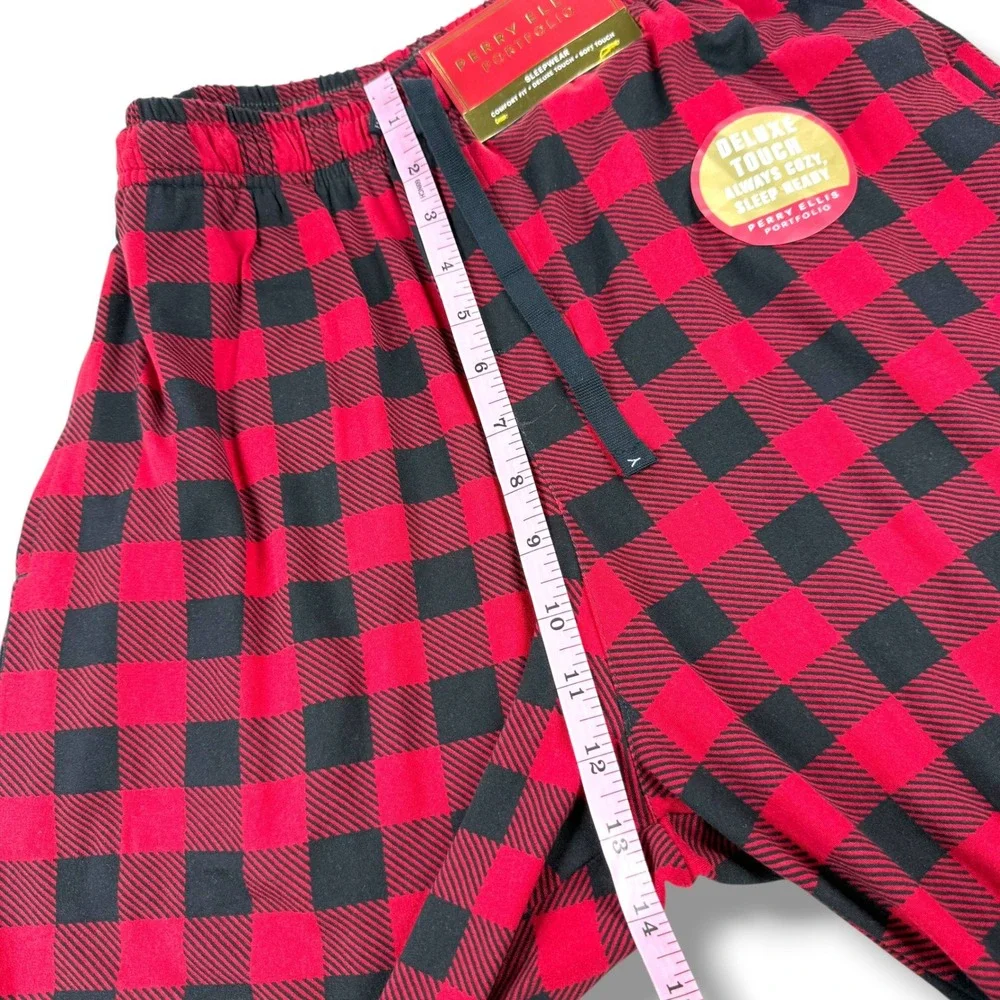 NWT Perry Ellis Portfolio Pajama Pants Mens Size Small S Buffalo Plaid Red Black